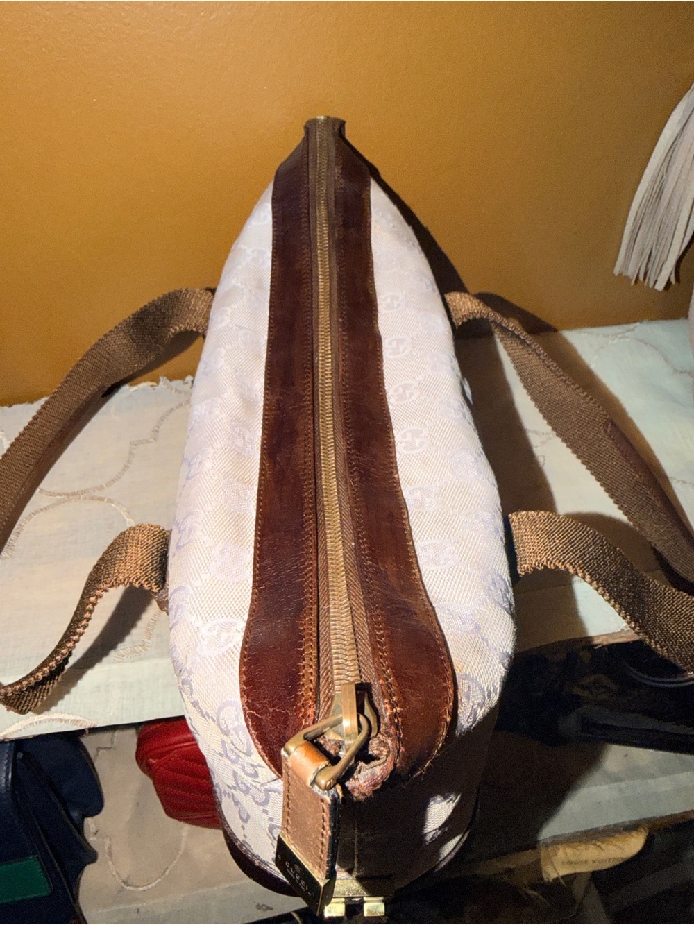 Gucci Vintage GG Monogram Canvas Boston Bag with Leather Trim - Picture 5 of 9